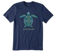 Life Is Good Men's M Crusher-lite Tee Mandala Turtle Dstblu T-Shirt, Darkest Blue, Medium