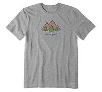 Life Is Good Men's Mountains Cotton Tee, Crewneck, Short Sleeve Graphic T-Shirt, Heather Gray, Medium