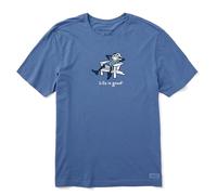 Life is Good Men's Standard Crusher Tee, Short Sleeve Cotton Graphic T-Shirts, Adirondack Jake, Vintage Blue, X-Large