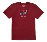 Life Is Good Men's Standard Crusher Tee, Short Sleeve Cotton Graphic T-Shirts, Stay Cool Jake, Adirondack Red