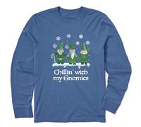 Life is Good Men's Standard Green Gnomes Long Sleeve Crusher Tee, Vintage Blue