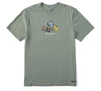 Life Is Good Men's Vintage Crusher Graphic Jake and Rocket Moon T-Shirt, Moss Green, M