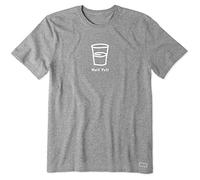 Life Is Good Mens Vintage Crusher Graphic T-Shirt, Half Full Heather Gray, Large