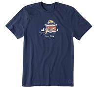 Life Is Good Mens Vintage Crusher Jake & Rocket Dog Graphic T-Shirt, Road Trip Darkest Blue, Large