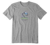 Life Is Good Mens Vintage Crusher Outdoor Jake Graphic T-Shirt, Pump Putt Heather Gray, Large