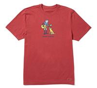 Life Is Good Men's Vintage Crusher T-Shirt Jake Guitar, Faded Red, Small