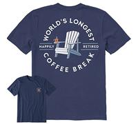 Life is Good Men's Worlds Longest Coffee Break Short Sleeve Crusher Tee (X-Large, Darkest Blue)