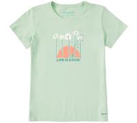 Life is Good Standard Crusher Tee, Short Sleeve Cotton Graphic T-Shirts, Towering Daisies Bike, Sage Green, X-Large