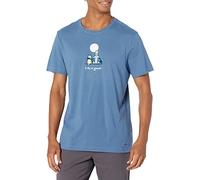 Life Is Good Unisex's Crusher Tee, Short Sleeve Cotton Graphic T-Shirts, Jake and Rocket Moon, Vintage Blue, Medium