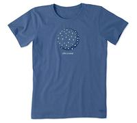 Life Is Good Women's Crusher Graphic T-Shirt Crescent Moon Daisies, Vintage Blue, M