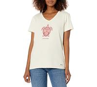 Life is Good Women's Crusher Graphic V-Neck T-Shirt Turtle Mosaic, Putty White, XX-Large