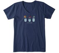 Life Is Good Women's Crusher T, Short Sleeve Cotton Graphic Tee Shirt, Floral Jars, Darkest Blue, 3XL