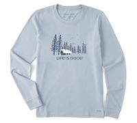 Life Is Good Women's Crusher Tee, Long Sleeve Cotton Graphic T-Shirts, Snowy Evening, Glacier Blue, L
