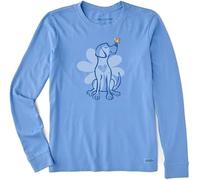 Life is Good Women's Crusher Tee Shirt, Long Sleeve Cotton Graphic T-Shirts, Spring Daisy Dog, Cornflower Blue, 3XL