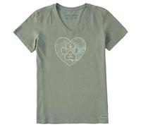Life Is Good Women's Crusher Tee Shirt, Short Sleeve Cotton Graphic T-Shirts, Trippy Paw Crusher T-Shirt, Short Sleeve, Cotton, Graphic T-Shirt, Trippy Paw, Moss Green, S