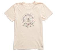 Life is Good Women's Crusher Tee, Short Sleeve Cotton Graphic T-Shirts, Bee Happiness All Around, Putty White, S