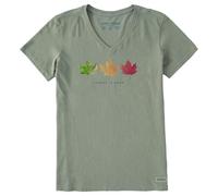 Life is Good Women's Crusher Tee, Short Sleeve Cotton Graphic T-Shirts, Change is Good 3 Leaves, Moss Green, S
