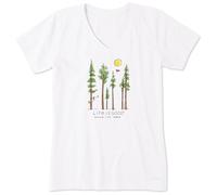 Life is Good Women's Crusher Tee, Short Sleeve Cotton Graphic T-Shirts, Lig Among The Trees, Cloud White, L