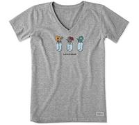 Life is Good Women's Floral Jars, Heather Gray, S