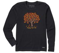 Life is Good. Women's Happy Fall Y'all Tree LS Crusher Tee, Jet Black, XX-Large