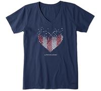 Life is Good Women's Heart Stars and Stripes, Darkest Blue, S