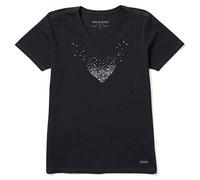 Life Is Good Women's Heart Stars and Stripes, Jet Black, XL