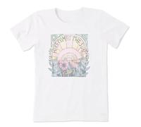 Life Is Good Women's Here Comes The Sun Hippie Short Sleeve Crusher-LITE Tee (Large, Cloud White)