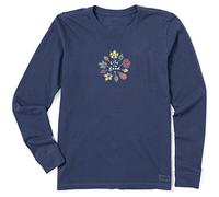 Life Is Good Women's Standard Crusher Graphic Long Sleeve T-Shirt Leaves, Darkest Blue, Small