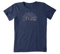 Life Is Good Women's Standard Crusher Graphic T-Shirt Watercolor Daisy, Darkest Blue, Large