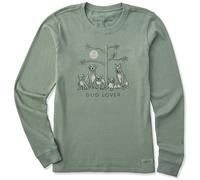 Life Is Good Women's Standard Crusher T, Long Sleeve Cotton Graphic Tee Shirt, Dog Lover Tree, Moss Green