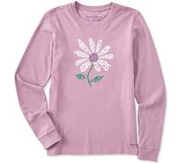 Life is Good Women's Standard Crusher T, Long Sleeve Cotton Graphic Tee Shirt, Superpowers Daisy, Violet Purple