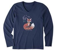 Life Is Good womens Wild Fox T Shirt, Darkest Blue, X-Small
