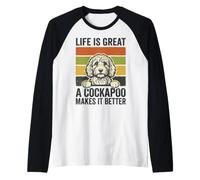 Life is Great A Cockapoo Makes It Better Fun Dog Lover Raglan Baseball Tee