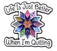 Life Is Just Better When I'm Quilting Quilt Rainbow Stitch Star Sewing Quilt Sew Craft Knit Knitting 1.3" Enamel Pin Badge