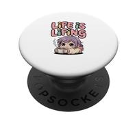 Life Is Lifing Funny Ironic Anime Coffee Design PopSockets Adhesive PopGrip