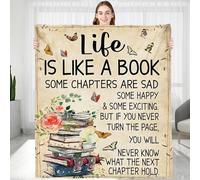 Life Is Like A Book Reading Blanket for Book Lovers, Personalized Throws Blanket, Book Reading Librarian Gifts, Graduation Birthday Gift for Reading Lover Daughter Sister Bestie(50*60 inches)