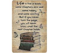 Life Is Like A Book Some Chapters Are Sad Some Happy Funny Novelty Wall Decor Kitchen Decor Wall Decor Poster Metal Sign 8X12 Inches