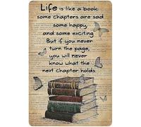 Life Is Like A Book Some Chapters Are Sad Some Happy Funny Novelty Wall Decor Kitchen Decor Wall Decor Poster Metal Sign 8X12 Inches