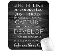 Life Is Like A Camera Inspirational Quote About Life Mouse Pad Custom, Motivational Quotes Rustic Black Wood Grain Rectangle Mouse Pads 7.9X9.4 Inch