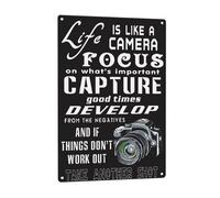 Life is Like A Camera Wall Decor Tin Sign,8x12in Vintage Novelty Office Living Room Cafe Bar Kitchen Art Wall-Coffee