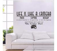 Life is Like A Camera Wall Sticker DIY Home Decoration Vinyl Detachable Art Wall Decal 25X70Cm