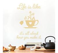 Life is Like a Cup of Tea. It's All About How You Make it - Wall Sticker Quote Kitchen Decal [Large] [Cream]
