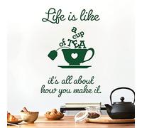Life is Like a Cup of Tea. It's All About How You Make it - Wall Sticker Quote Kitchen Decal [Small] [Forest]