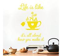 Life is Like a Cup of Tea. It's All About How You Make it - Wall Sticker Quote Kitchen Decal [Small] [Lemon]