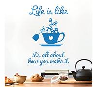 Life is Like a Cup of Tea. It's All About How You Make it - Wall Sticker Quote Kitchen Decal [Small] [Ocean]