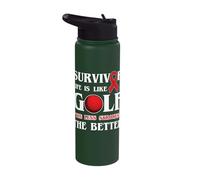 Life is Like Golf Less Strokes The Better Stroke Awareness Stainless Steel Insulated Water Bottle