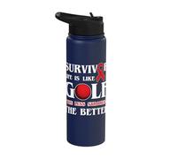 Life is Like Golf Less Strokes The Better Stroke Awareness Stainless Steel Insulated Water Bottle