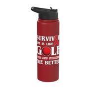 Life is Like Golf Less Strokes The Better Stroke Awareness Stainless Steel Insulated Water Bottle