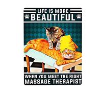 Life is more beautiful when you meet the right massage therapist Vintage Tin Sign Metal Poster Art Funny Tin Sign for Bathroom Decor Gifts - Best Farmhouse Decor Gift for Women Men Friends - 8x12 Inch
