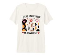 Life is Pawsitively Meowvelous Cat Lover Premium T-Shirt